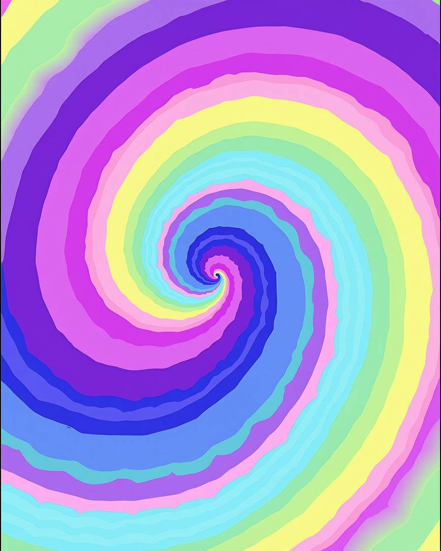 Swirling Pastel Color Spiral Pattern Rug