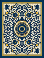 Sunburst Scrollwork Medallion Design Rug