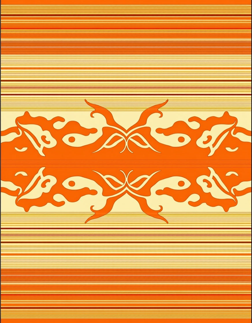 Warm Toned Abstract Stripe Pattern Rug