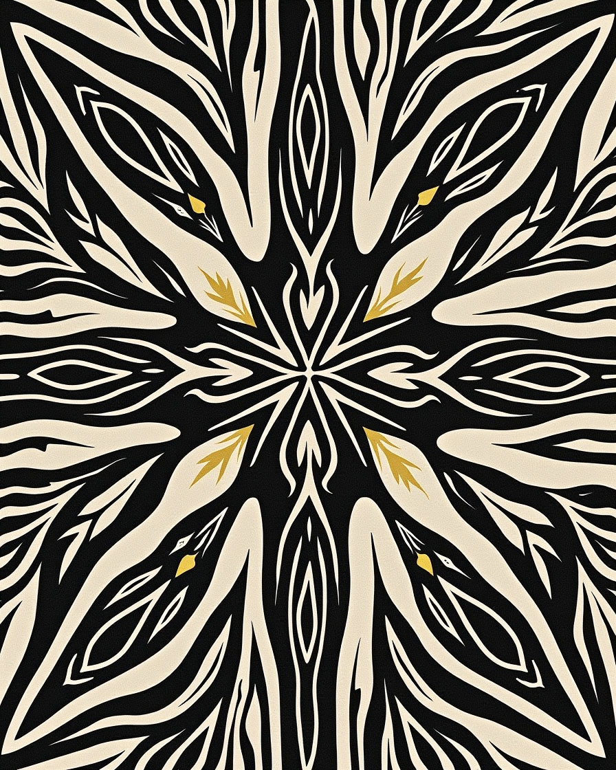 Bold Black and Gold Mandala Pattern Rug