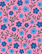 Blue Flower Vine Pattern Design Rug
