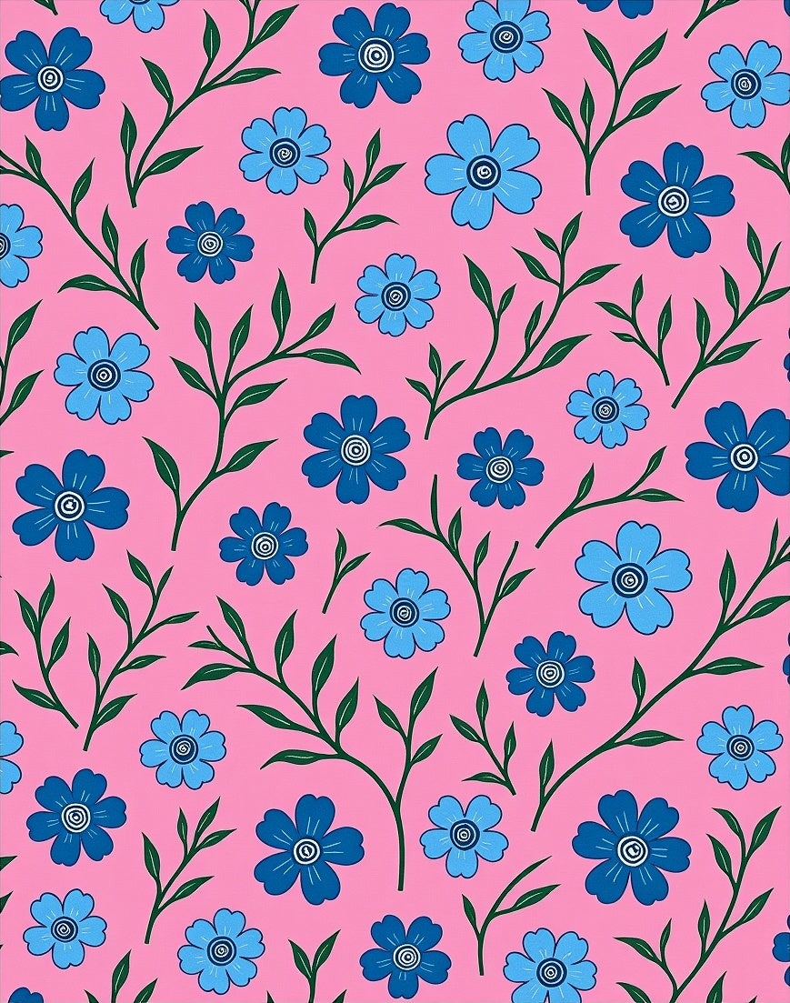 Blue Flower Vine Pattern Design Rug