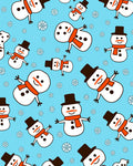 Happy Snowmen Orange Scarf Blue Background Rug
