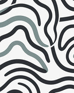 Abstract Wavy Dark Teal Pattern Rug
