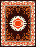 Bold Sunburst With Ornate Border Rug