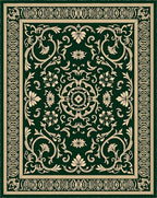 Dark Green Floral Classic Scroll Rug