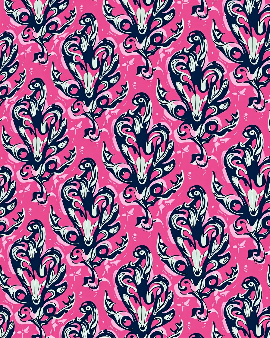 Ornate Pink Navy Floral Design Rug