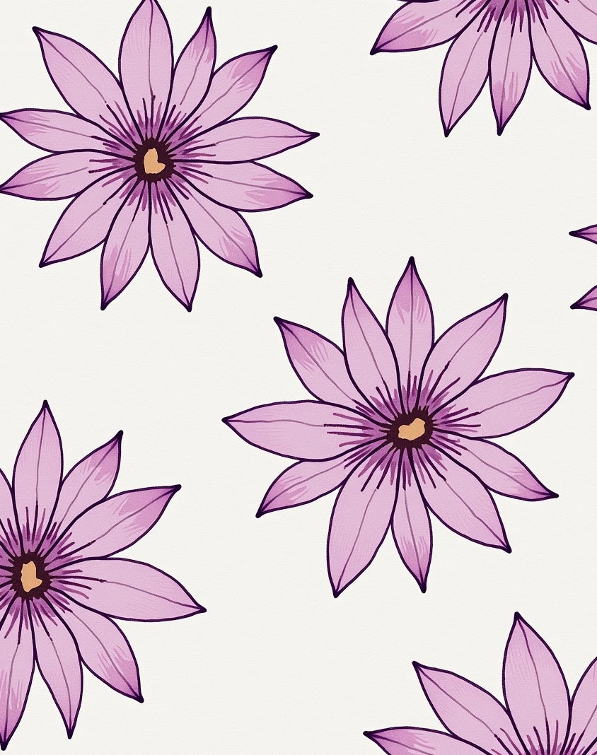 Purple Aster Floral Pattern Rug