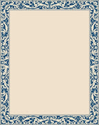 Classic Blue Beige Floral Border Rug