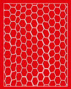 Red White Irregular Hexagon Pattern Rug