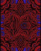 Intricate Red Blue Organic Pattern Rug