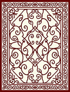 Ornate Crimson Swirls Decorative Pattern Rug
