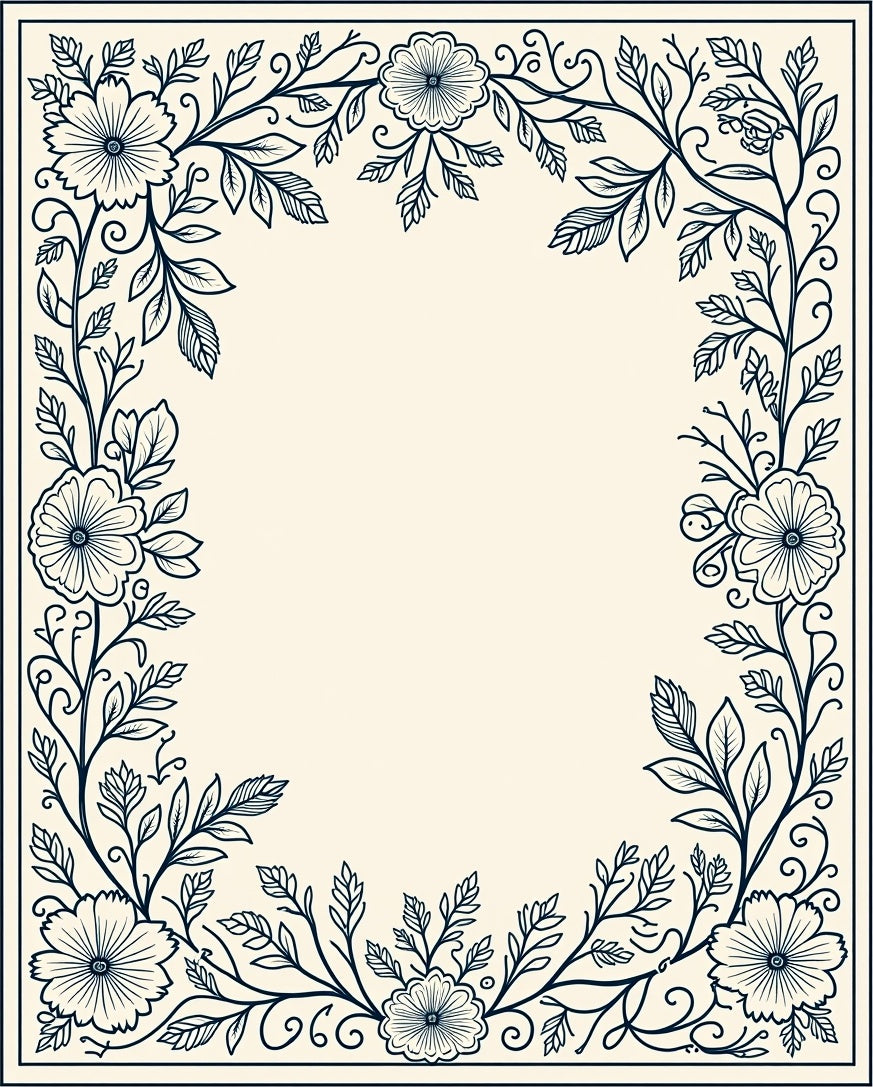 Floral Vine Border Design Rug
