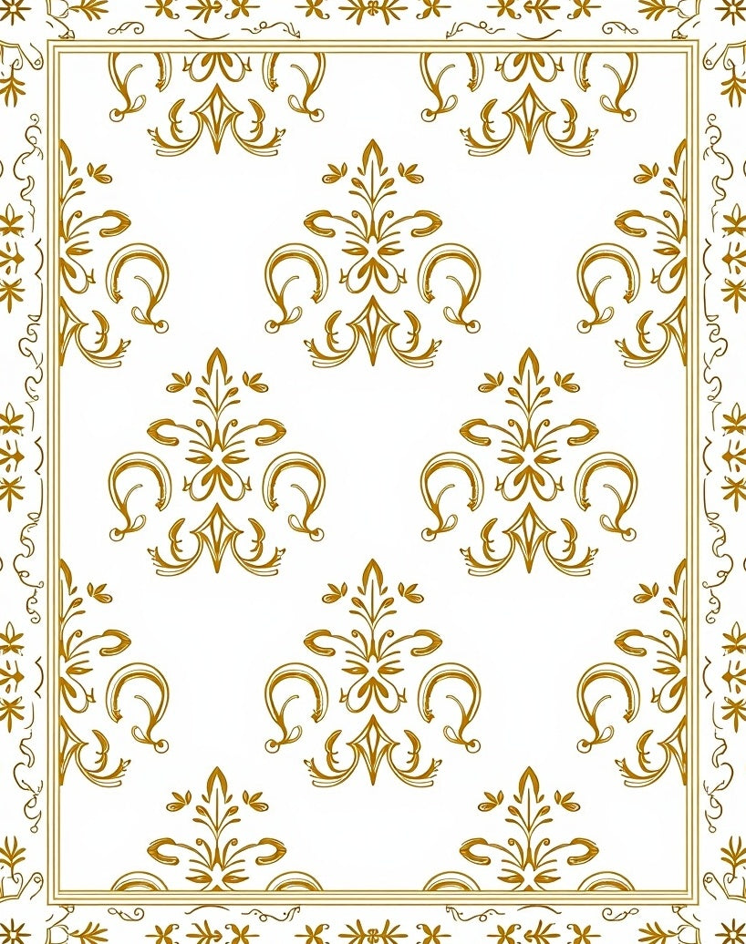 Gold Vintage Floral Flourish Pattern Rug