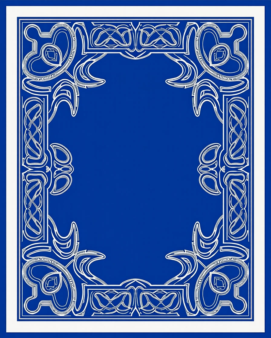 Ornate White Celtic Knot Border Rug