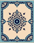 Intricate Floral Medallion Cream Navy Rug