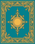 Ornate Teal Gold Baroque Design Rug