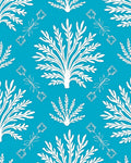 White Floral Patterned Teal Rug