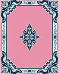 Victorian Blue Floral Frame Rug