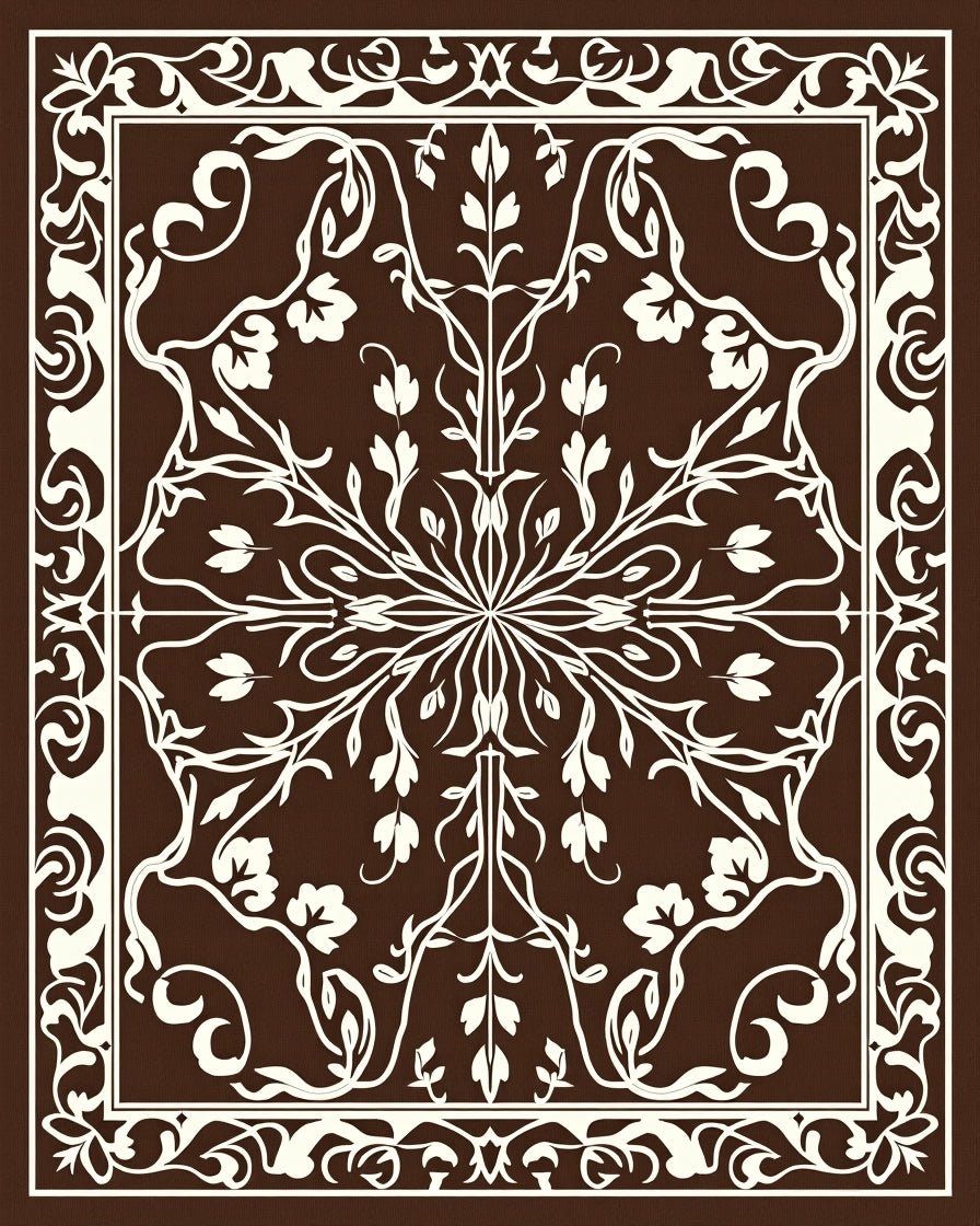 Ornate Floral Arabesque Pattern Rug