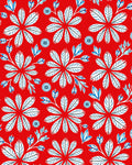 Red White Blue Floral Patterned Design Rug