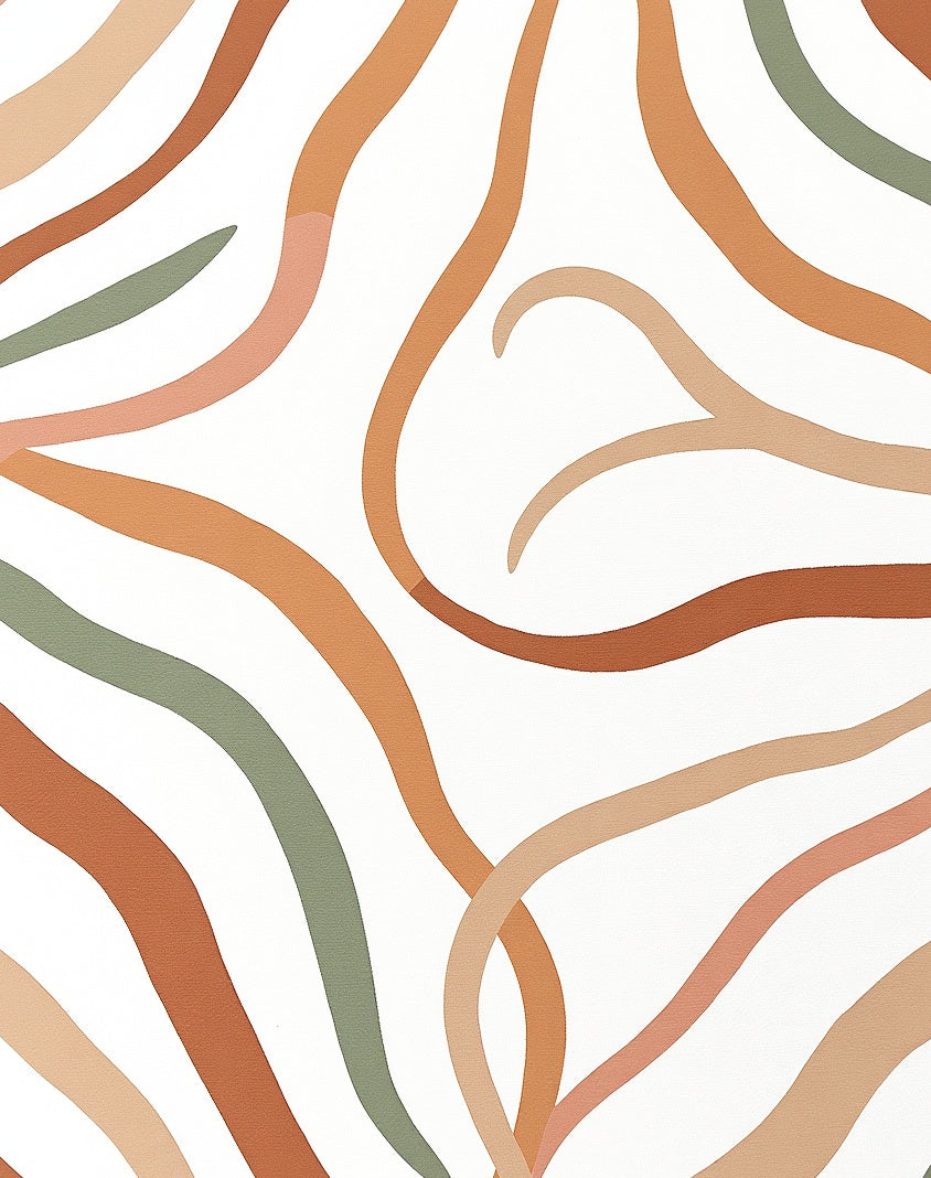 Abstract Wavy Terracotta Pattern Rug