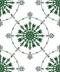 Dark Green Floral Medallion Circles Rug