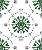 Dark Green Floral Medallion Circles Rug