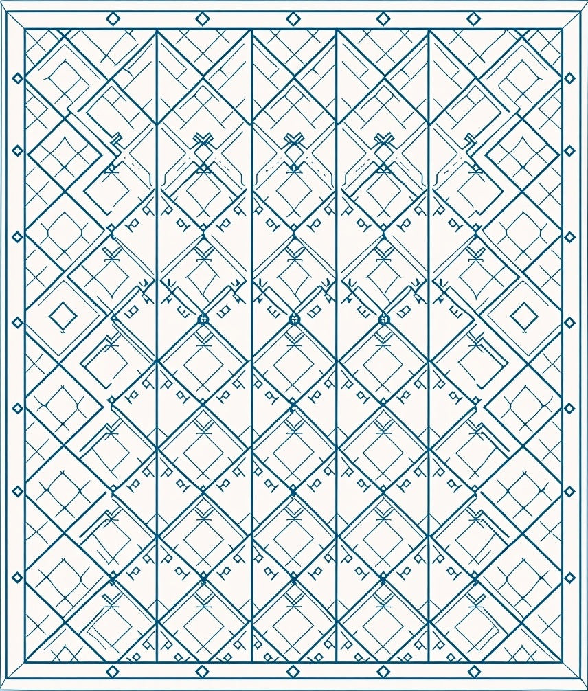 Geometric Diamond Line Art Design Rug
