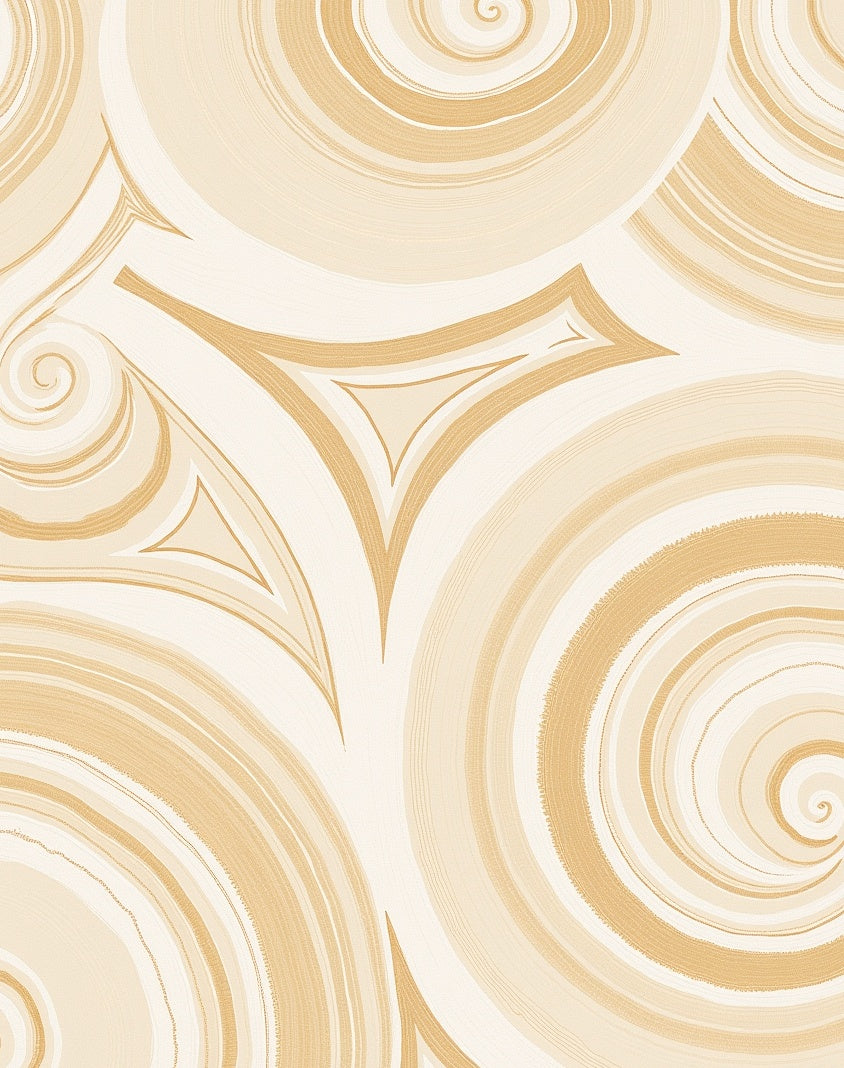 Organic Swirls Beige Gold Pattern Rug