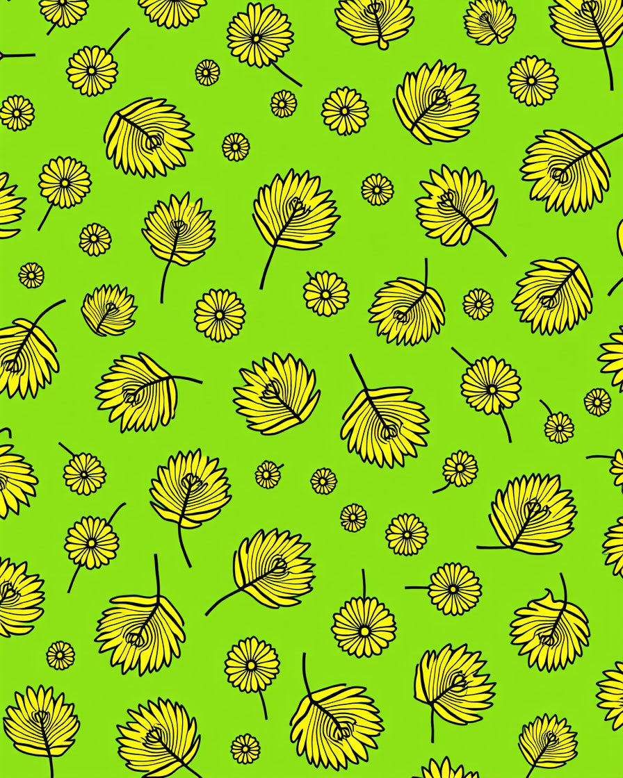 Yellow Floral And Leaf Pattern Rug