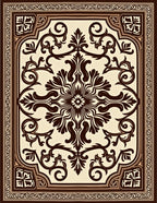 Classic Brown Floral Medallion Border Rug