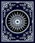 Dark Blue Floral Starburst Mandala Rug