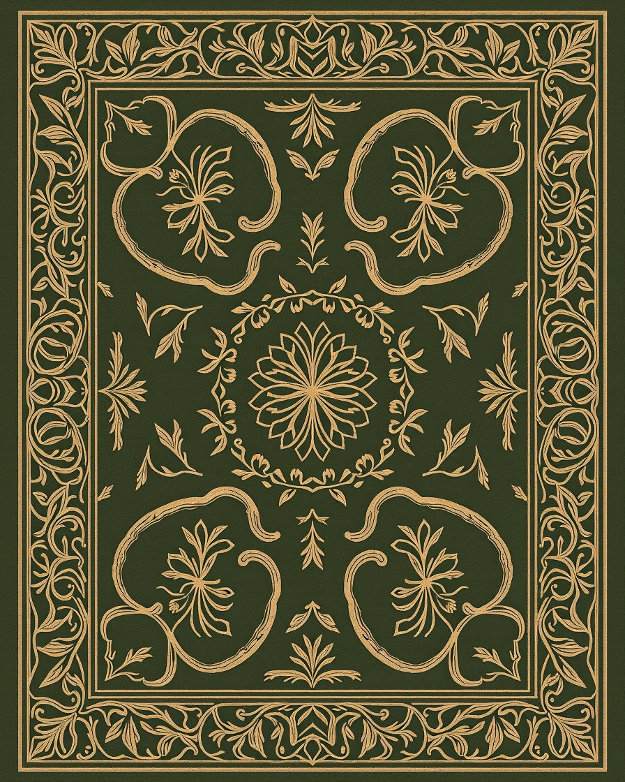 Ornate Floral Scrollwork Pattern Rug
