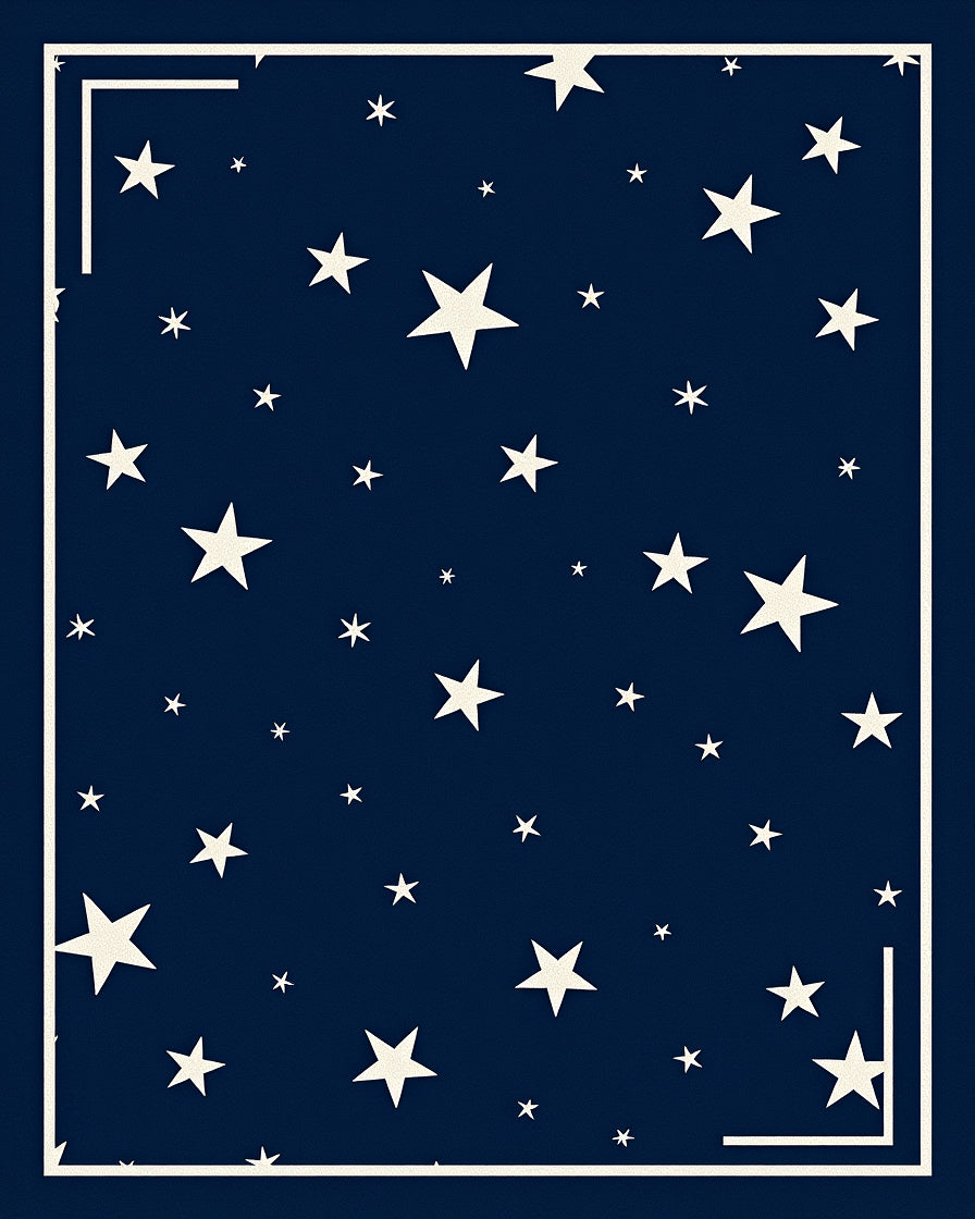 Navy Blue Star Pattern Rug