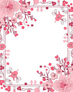 Pink Floral Border Design Rug