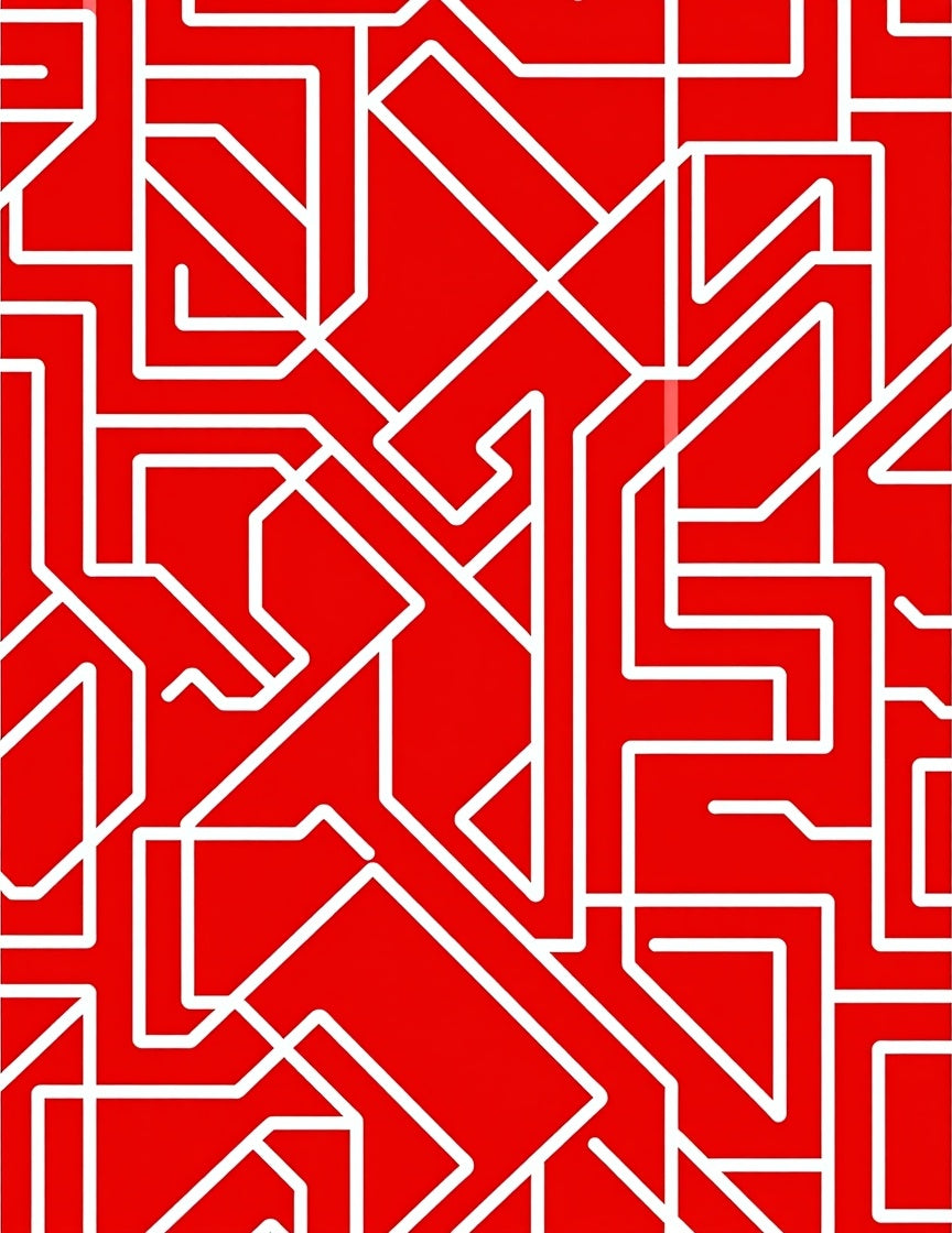 Abstract Red 2 White Geometric Pattern Rug
