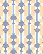 Vertical Blue Ochre Geometric Pattern Rug
