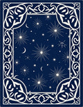 Dark Blue Celestial Star Pattern Rug