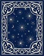 Dark Blue Celestial Star Pattern Rug