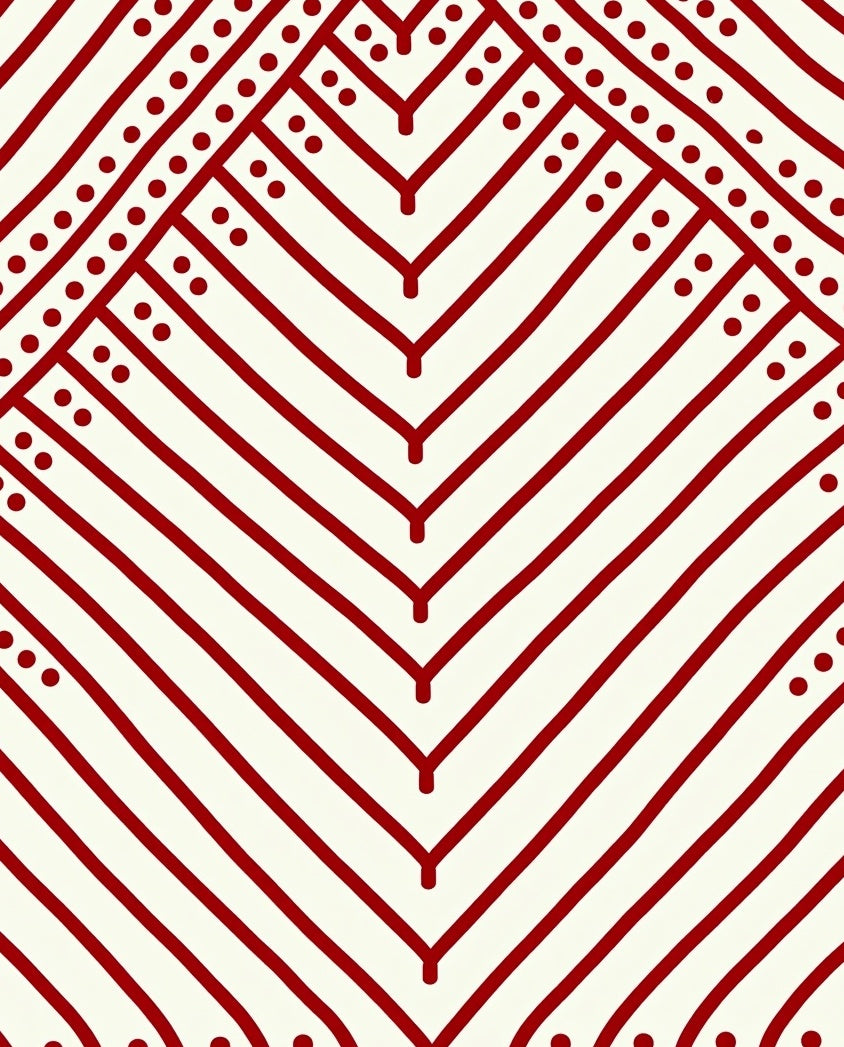 Red Chevron Pattern With Dots Rug