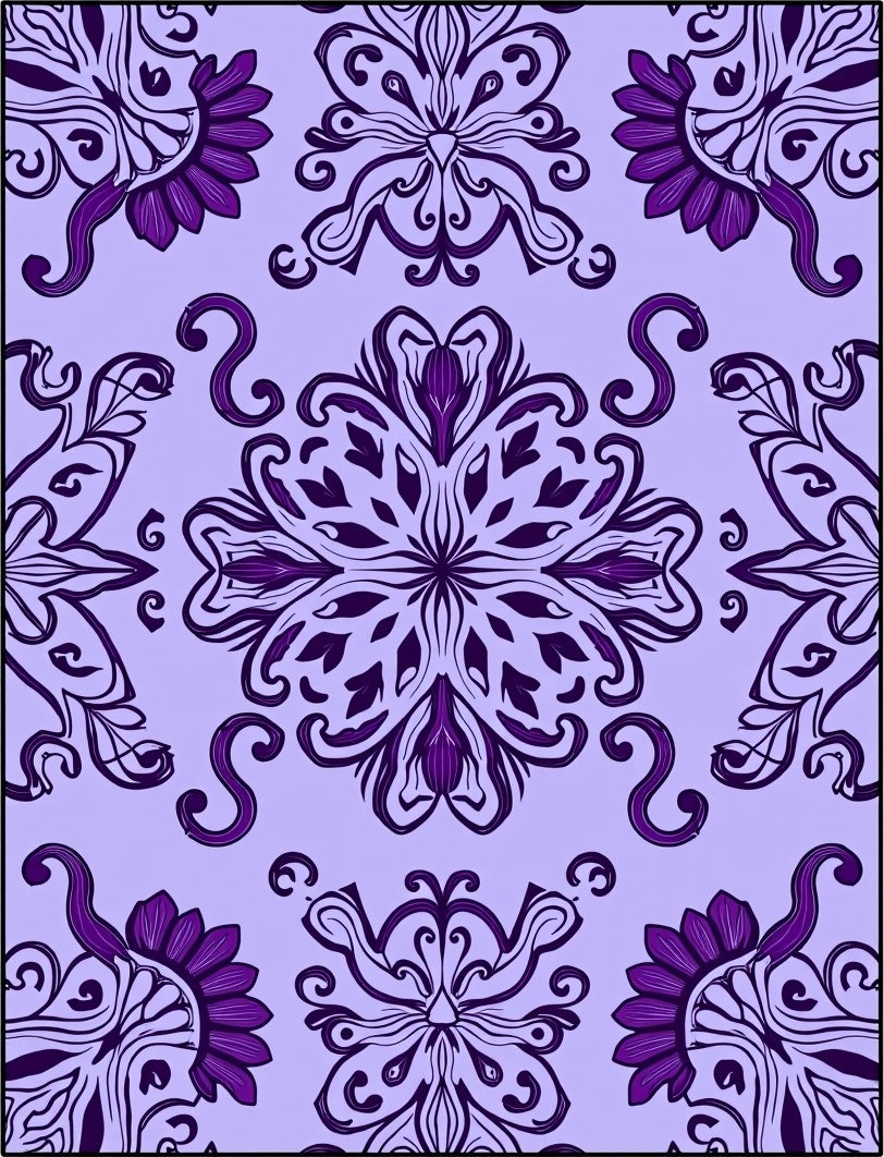 Elegant Floral Swirls Print Rug