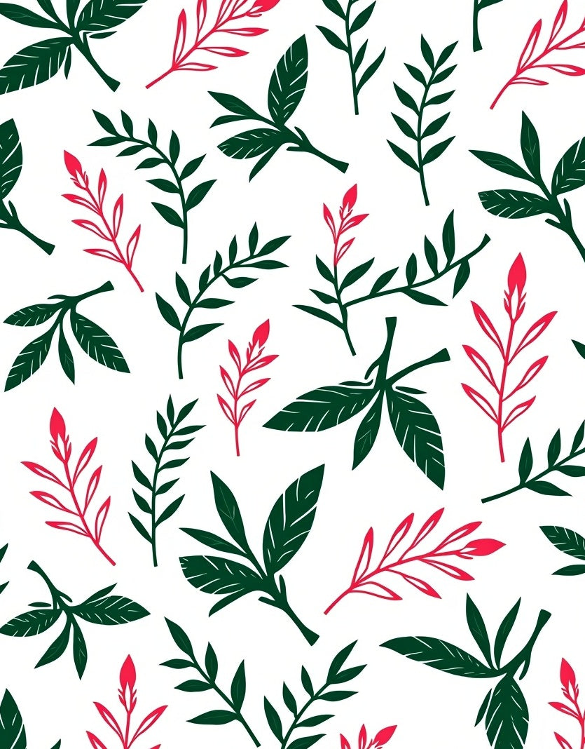 Botanical Print With Red Accents Rug