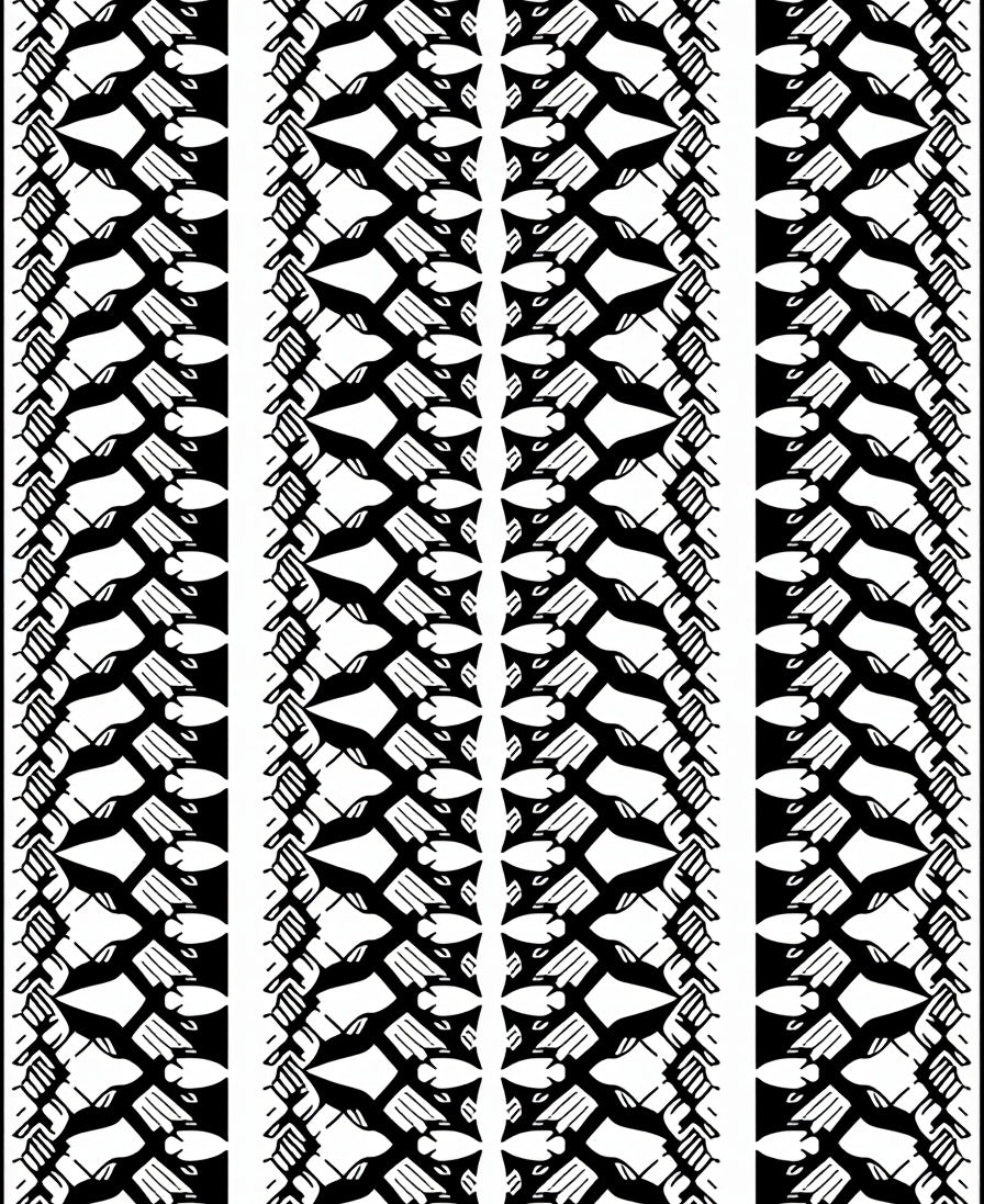 Black White Interlocking Abstract Pattern Rug