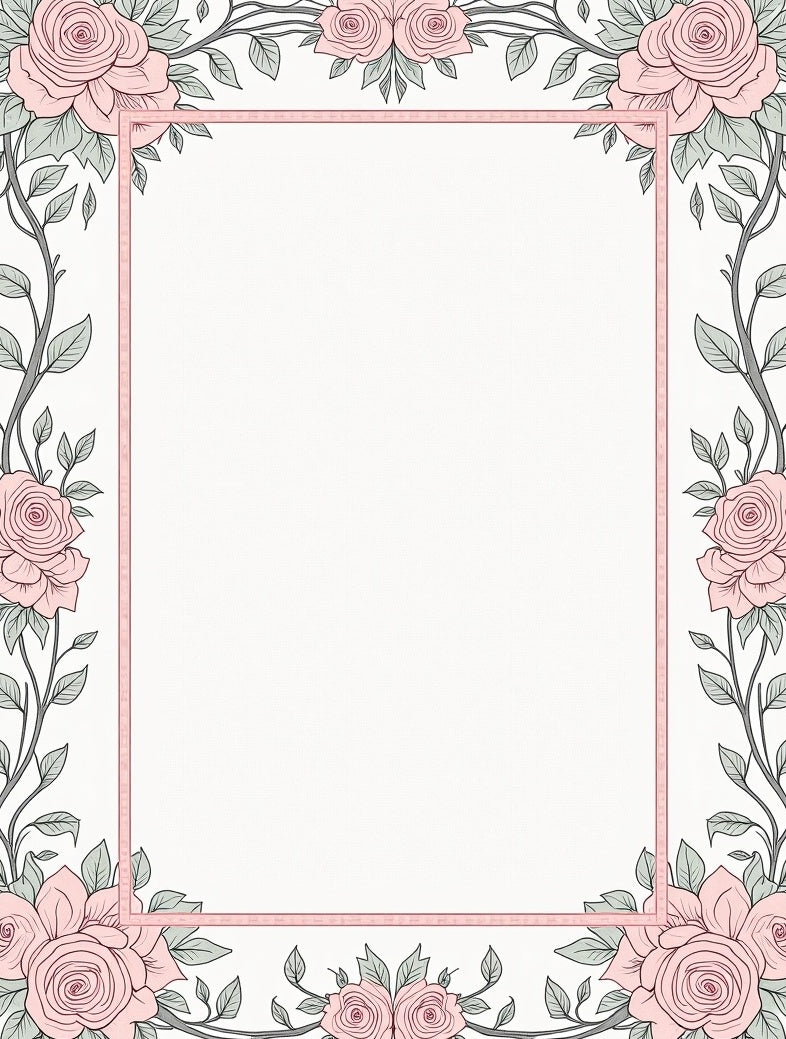 Pink Rose Vine Garden PatternRug Rug