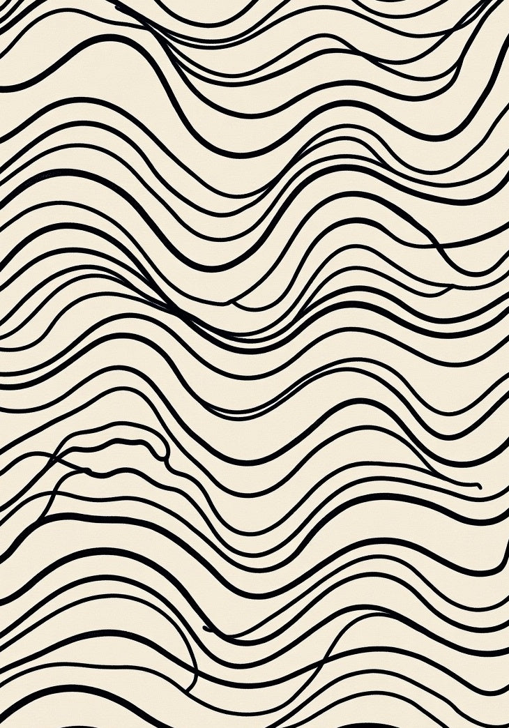 Black Wave Pattern Abstract Design Rug