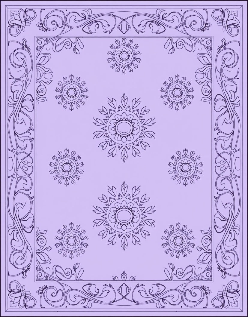 Art Nouveau Floral Bordered Medallion Rug