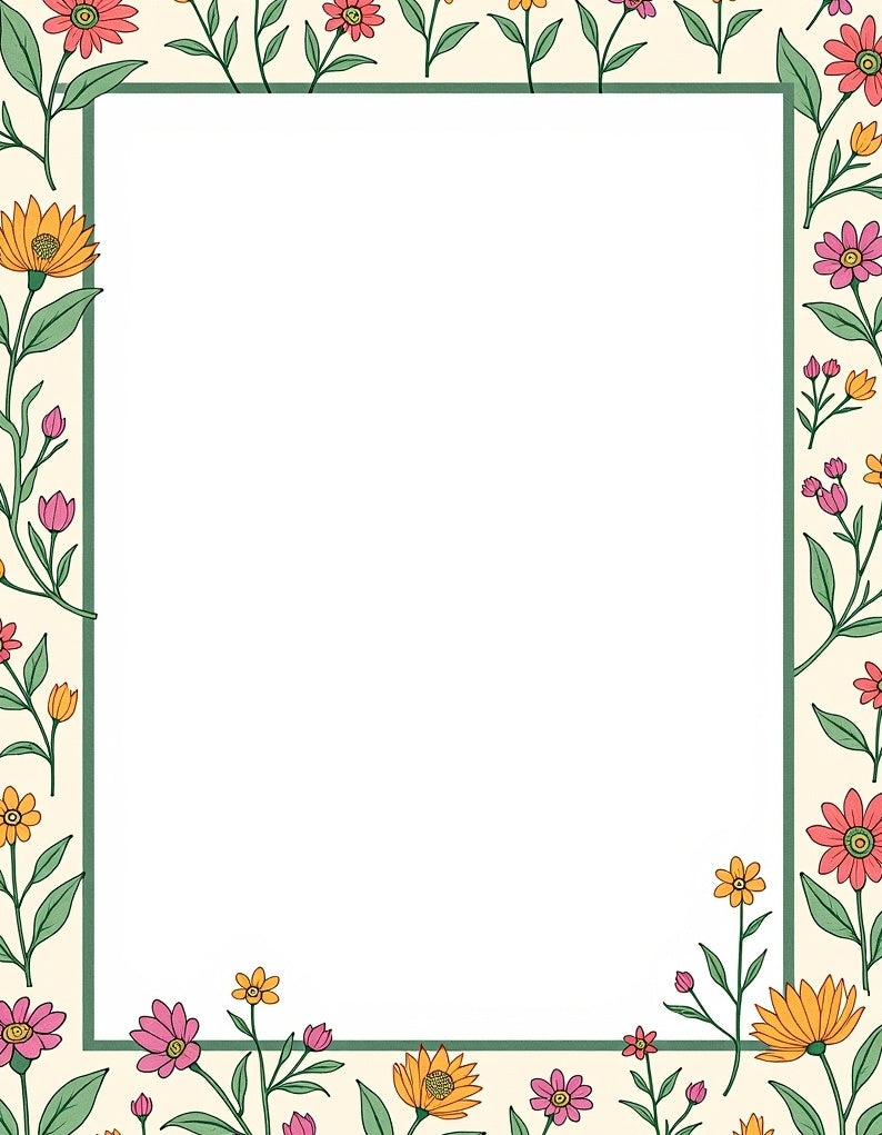 Charming Floral Border Pattern Rug