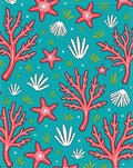 Coral Starfish Shell Ocean Pattern Rug