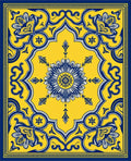 Ornate Yellow And Blue Floral Pattern Rug